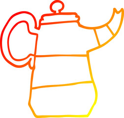 warm gradient line drawing cartoon old kettle