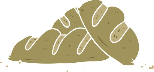 flat color style cartoon loaves of freshly baked bread