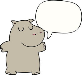 cartoon hippo and speech bubble