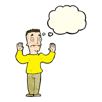 recommend clip art: cartoon man surrendering with thought bubble