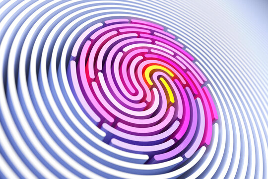 3D render abstract background of stylized fingerprint of smooth lines of spline light waves