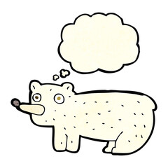 funny cartoon polar bear with thought bubble