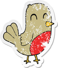 retro distressed sticker of a cartoon robin