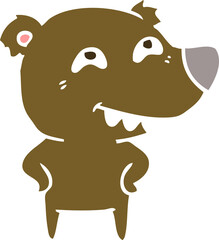 flat color style cartoon bear showing teeth