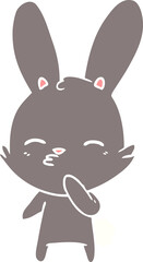 curious bunny flat color style cartoon