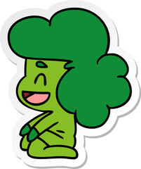 sticker cartoon of a kawaii alien girl