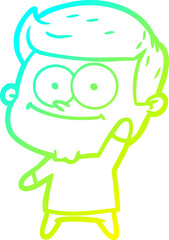 cold gradient line drawing cartoon happy man
