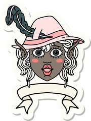 elf bard character face with banner sticker