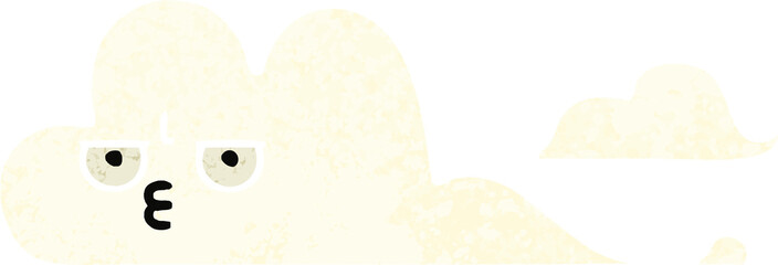 retro illustration style cartoon white cloud