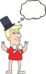 thought bubble cartoon celebrating man