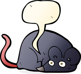 cartoon white mouse with speech bubble