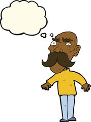 cartoon angry old man with thought bubble