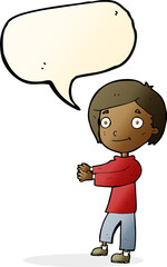 cartoon happy boy with speech bubble