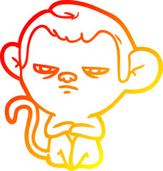 warm gradient line drawing cartoon monkey