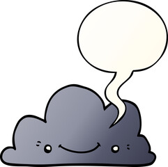 cute cartoon cloud and speech bubble in smooth gradient style