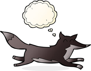cartoon running wolf with thought bubble