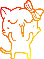 warm gradient line drawing cartoon cat