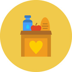 Food Donation Multicolor Circle Flat Icon