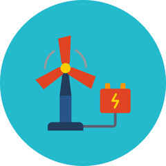 Eolic Energy Multicolor Circle Flat Icon