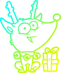 cold gradient line drawing christmas reindeer