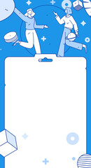 Vector internet operation hand-drawn illustration of people exercising and running healthy
