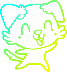 cold gradient line drawing laughing cartoon dog