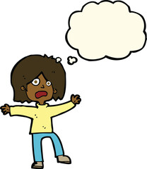 cartoon unhappy person with thought bubble