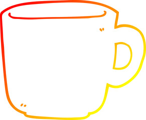 warm gradient line drawing cartoon coffee cup