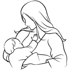 Breastfeeding Line Drawing.