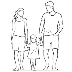 Parent and Kid Line Drawing.