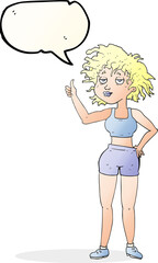 speech bubble cartoon tired gym woman