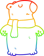 rainbow gradient line drawing cartoon bear