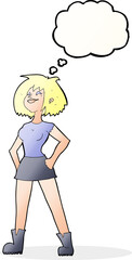 cartoon capable woman with thought bubble