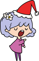 christmas cartoon of kawaii girl