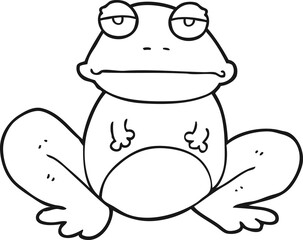 black and white cartoon frog