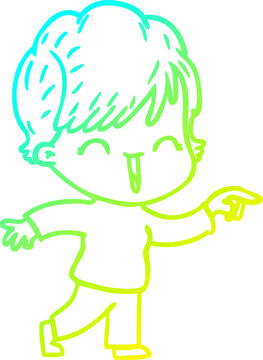 recommend clip art: cold gradient line drawing cartoon laughing woman