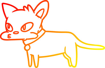 warm gradient line drawing cartoon cat
