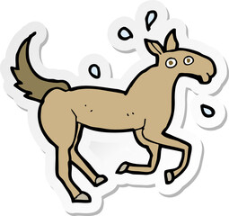 sticker of a cartoon horse sweating