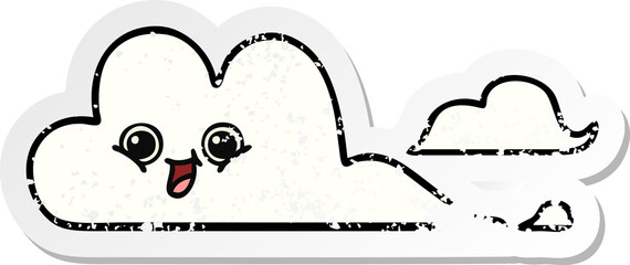 distressed sticker of a cute cartoon clouds