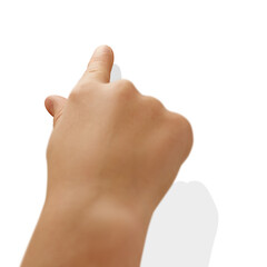 Child's hand touching the screen or something. Transparent PNG Image with transparent shadow reflection. Child's hand on a screen, electronic devices and tech products promotions concept