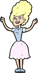 cartoon happy 1950's woman