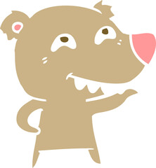 flat color style cartoon bear showing teeth