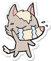 sticker of a cartoon crying wolf