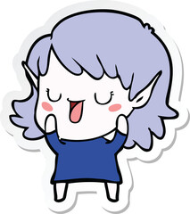 sticker of a cartoon elf girl
