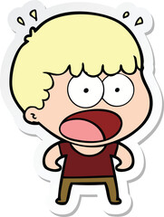 Obraz premium sticker of a cartoon shocked man