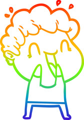 rainbow gradient line drawing cartoon happy man