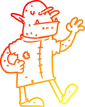 recommend clip art: warm gradient line drawing cartoon goblin