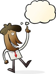 Fototapeta premium cartoon man with idea with thought bubble