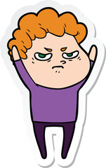 sticker of a cartoon angry man
