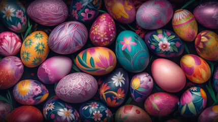Fototapeta na wymiar Colorful and artfully painted easters background. Concept of happy easter day.